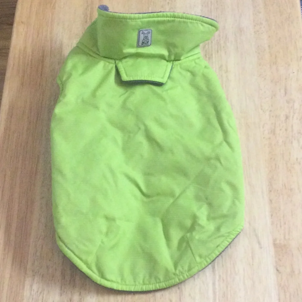 🌞 RC Pets jacket rain coat warm neon green velcro hole for leash for small dogs